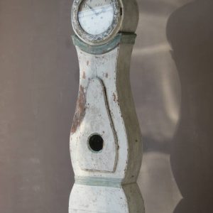 A charming Swedish Mora Clock with its original chalky paint