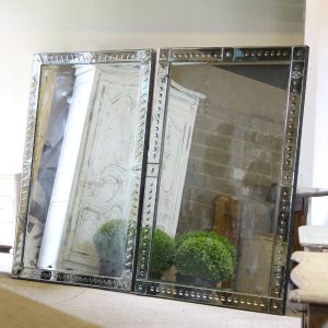 A pair of striking Venetian mirrors in a large scale for leaning or hanging